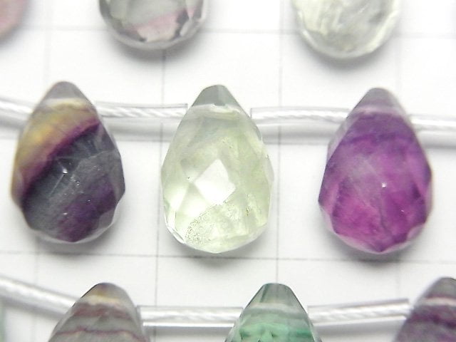 [Video]Multicolor Fluorite AAA- Faced Drop 14x10x10mm 1strand beads (aprx.7inch/17cm)