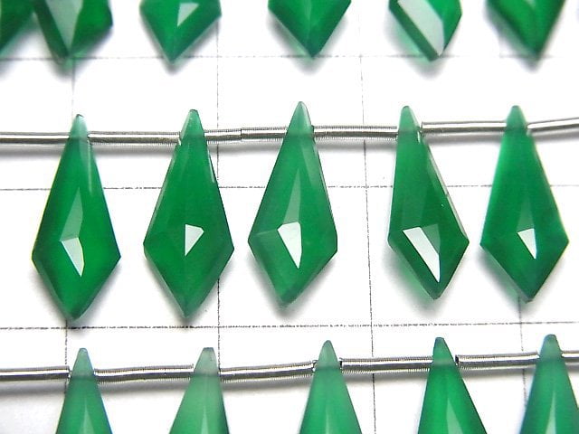 [Video]High Quality Green Onyx AAA Deformed Diamond Shape 15x6mm 1strand (8pcs )