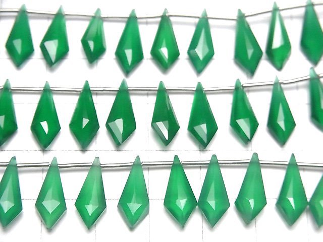 [Video]High Quality Green Onyx AAA Deformed Diamond Shape 15x6mm 1strand (8pcs )