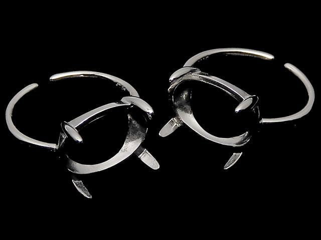 [Video] Silver925 Ring Frame (Prong Setting) Horizontal Oval 14x10mm Rhodium Plated One Size Fits All 1pc