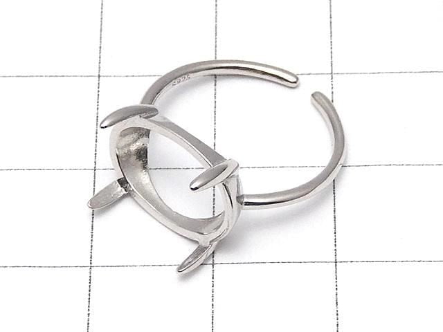 [Video] Silver925 Ring Frame (Prong Setting) Horizontal Oval 14x10mm Rhodium Plated One Size Fits All 1pc