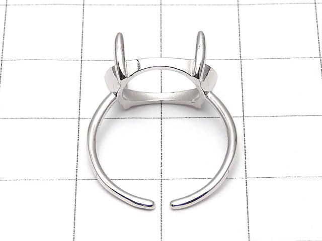[Video] Silver925 Ring Frame (Prong Setting) Horizontal Oval 14x10mm Rhodium Plated One Size Fits All 1pc