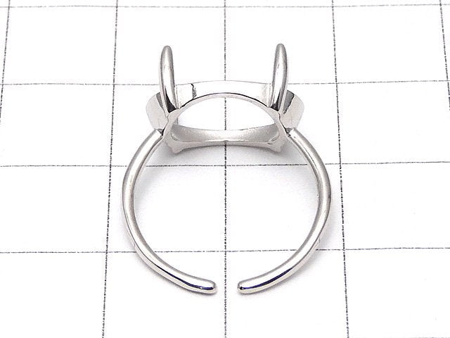 [Video]Silver925 Ring Frame (Prong Setting) Horizontal Oval 14x10mm Rhodium Plated Free Size 1pc