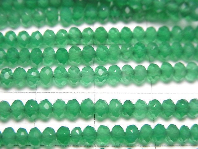 [Video]High Quality Green Onyx AAA Faceted Button Roundel 3x3x2mm 1strand beads (aprx.15inch/36cm)