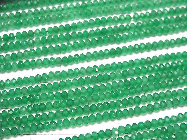 [Video]High Quality Green Onyx AAA Faceted Button Roundel 3x3x2mm 1strand beads (aprx.15inch/36cm)