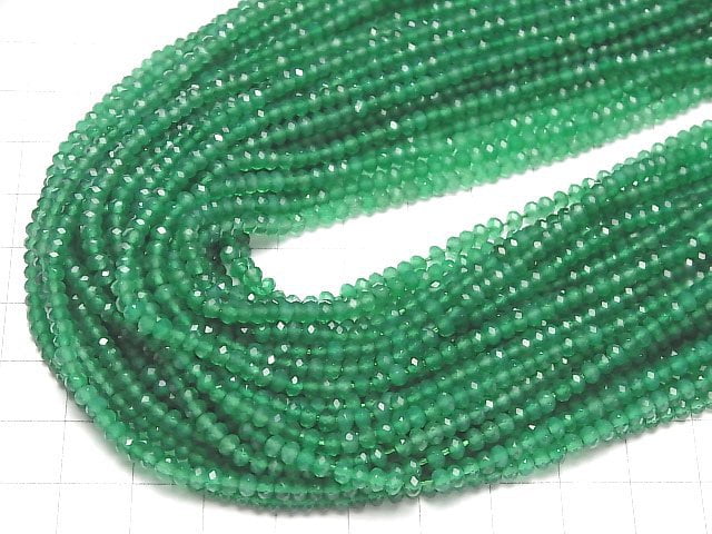 [Video]High Quality Green Onyx AAA Faceted Button Roundel 3x3x2mm 1strand beads (aprx.15inch/36cm)