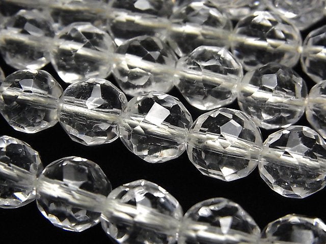 Crystal Quartz, Faceted Round Gemstone Beads