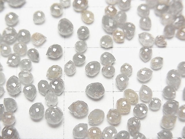 [Video] Light Gray Diamond AAA Drop Faceted Briolette 5pcs