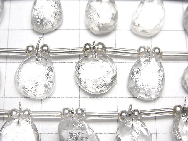 [Video]Doublet Crystal AAA Free Form Single Sided Rose Cut Silver half or 1strand beads (aprx.6inch/16cm)
