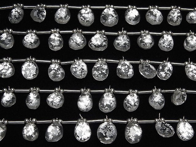 [Video]Doublet Crystal AAA Free Form Single Sided Rose Cut Silver half or 1strand beads (aprx.6inch/16cm)