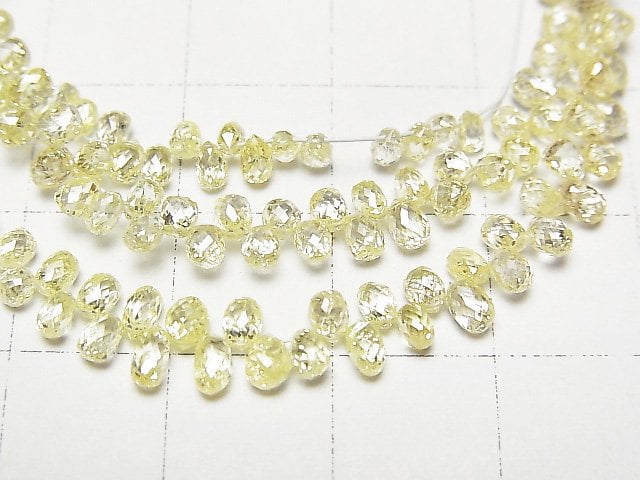 [Video] Unheated Yellow Color Diamond AAA Drop Faceted Briolette 5pcs