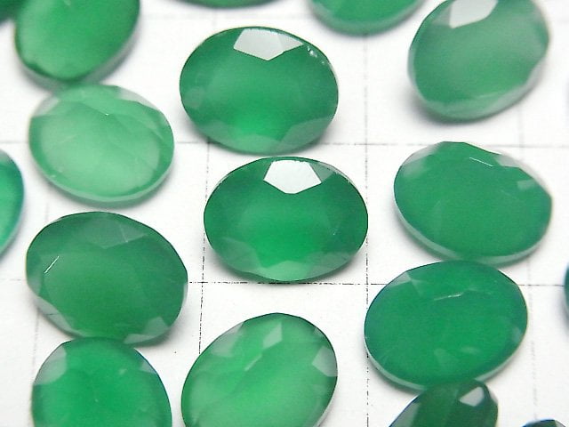 [Video]High Quality Green Onyx AAA Loose stone Oval Faceted 10x8mm 3pcs