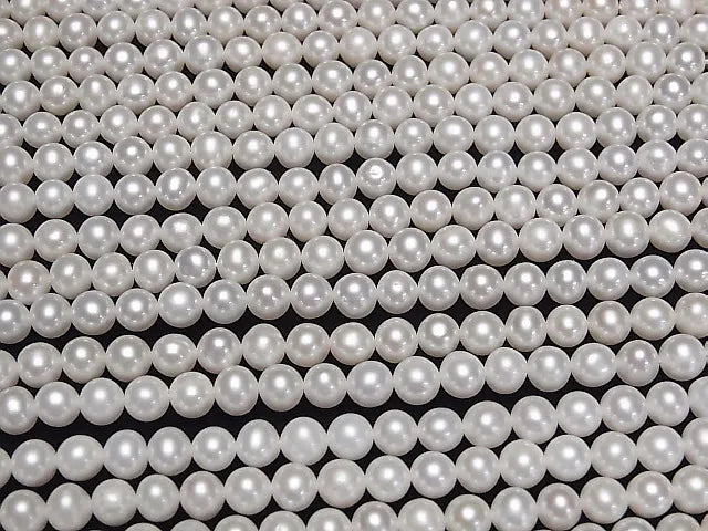 [Video]Fresh Water Pearl AAA- Potato 6mm White 1strand beads (aprx.14inch/35cm)
