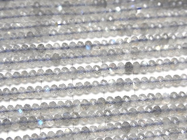 [Video]High Quality! Labradorite AAA- Faceted Button Rondelle 4x4x2mm 1strand beads (aprx.15inch/36cm)