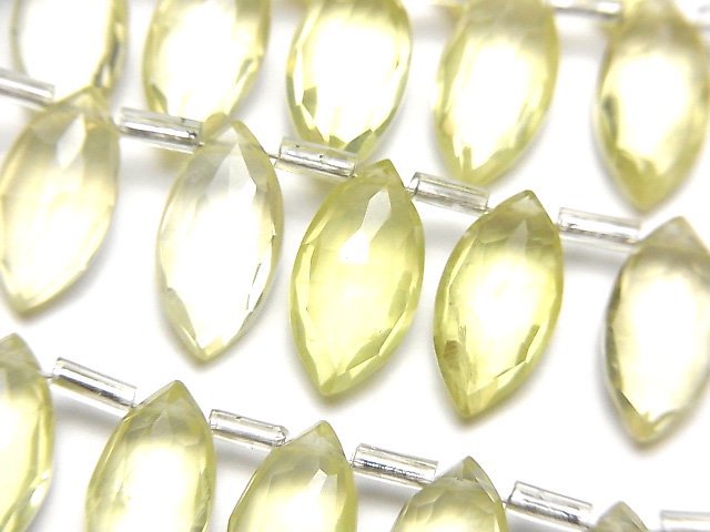 Faceted Briolette, Lemon Quartz, Marquise Gemstone Beads