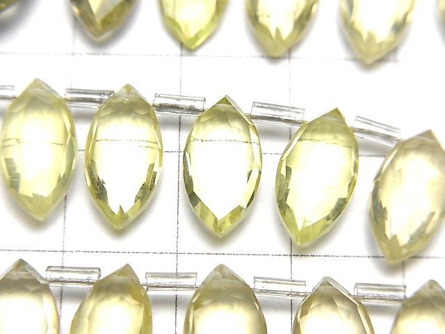 [Video]High Quality Lemon Quartz AA++ Marquise Faceted Briolette half or 1strand (14pcs )