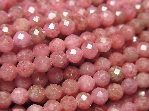Faceted Round, Rhodonite Gemstone Beads