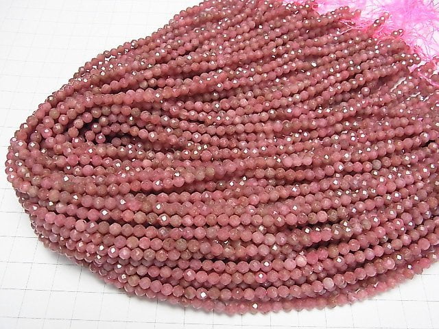 [Video]High Quality! Imperial Rhodonite AA+ Faceted Round 4mm 1strand beads (aprx.15inch/37cm)