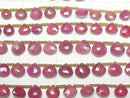 [Video] Ruby (Pink Sapphire) AA++ Chestnut Faceted Briolette half or 1strand beads (aprx.7inch/17cm)