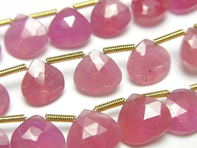Chestnut Shape, Faceted Briolette, Ruby Gemstone Beads