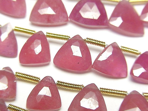 Faceted Briolette, Ruby, Triangle Gemstone Beads