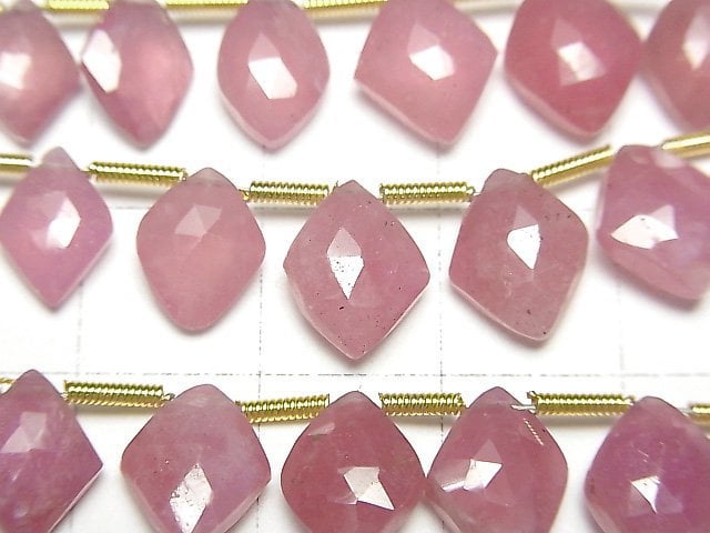 [Video] Ruby (Pink Sapphire) AA++ Diamond Faceted Briolette half or 1strand beads (aprx.7inch/17cm)