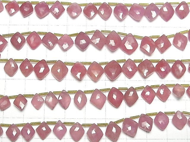 [Video] Ruby (Pink Sapphire) AA++ Diamond Faceted Briolette half or 1strand beads (aprx.7inch/17cm)