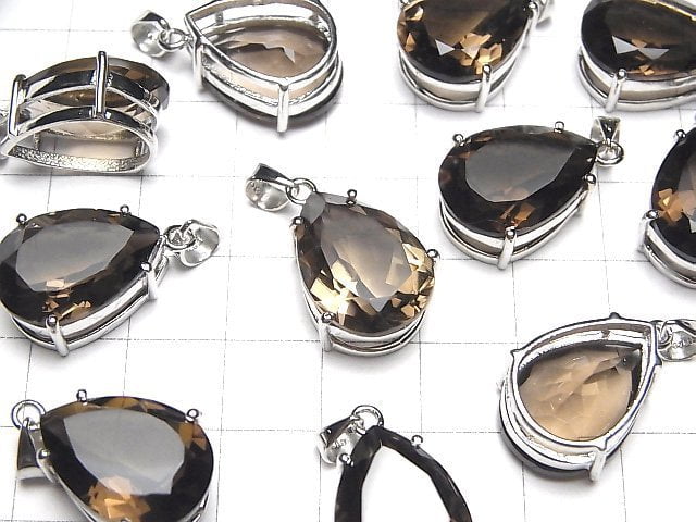 [Video]High Quality Smoky Quartz AAA Pear shape Faceted Pendant 18x13mm Silver925 1pc