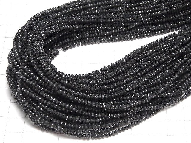 [Video] Black Diamond AAA- Faceted Button Roundel half or 1strand beads (aprx.14inch/34cm)