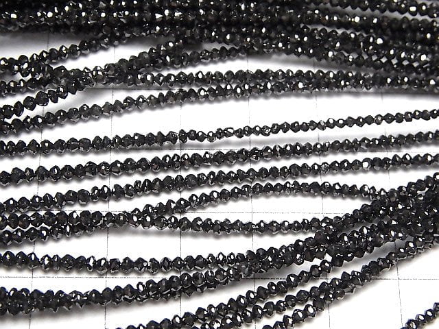 [Video] Black Diamond AAA Faceted Button Roundel half or 1strand beads (aprx.13inch/32cm)