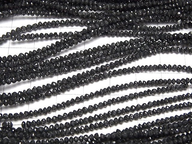 [Video] Black Diamond AAA Faceted Button Rondelle half or 1strand beads (aprx.14inch/34cm)