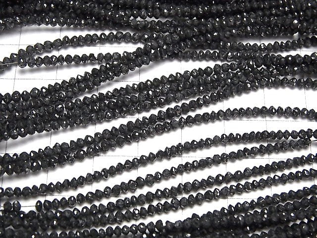 [Video] Black Diamond AAA Faceted Button Roundel half or 1strand beads (aprx.14inch/34cm)