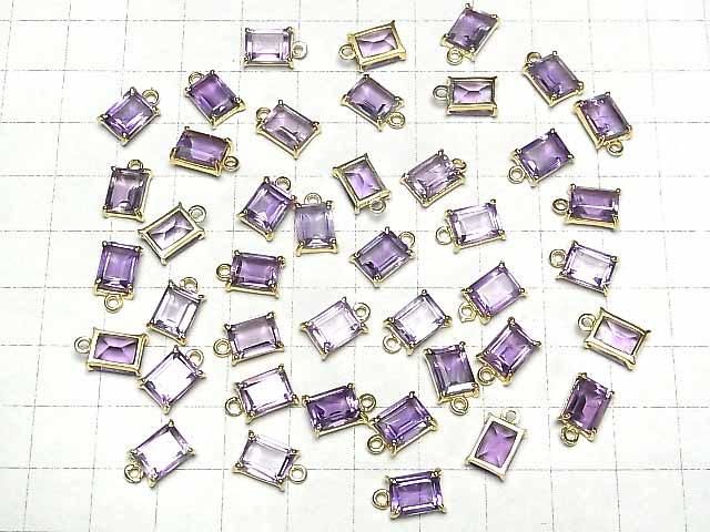 High Quality Amethyst AAA Bezel Setting Rectangle Faceted 8x6mm 18KGP 1pc
