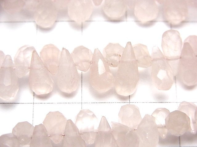 [Video]Rose Quartz AA++ Drop Faceted Briolette 1strand beads (aprx.6inch/15cm)