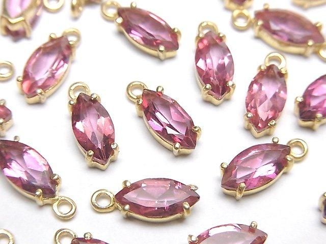 [Video]High Quality Pink Topaz AAA Bezel Setting Marquise Faceted 10x5mm 18KGP 1pc