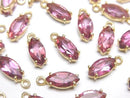 [Video]High Quality Pink Topaz AAA Bezel Setting Marquise Faceted 10x5mm 18KGP 1pc