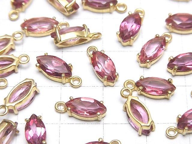 [Video]High Quality Pink Topaz AAA Bezel Setting Marquise Faceted 10x5mm 18KGP 1pc