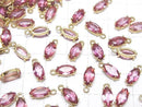 [Video]High Quality Pink Topaz AAA Bezel Setting Marquise Faceted 10x5mm 18KGP 1pc