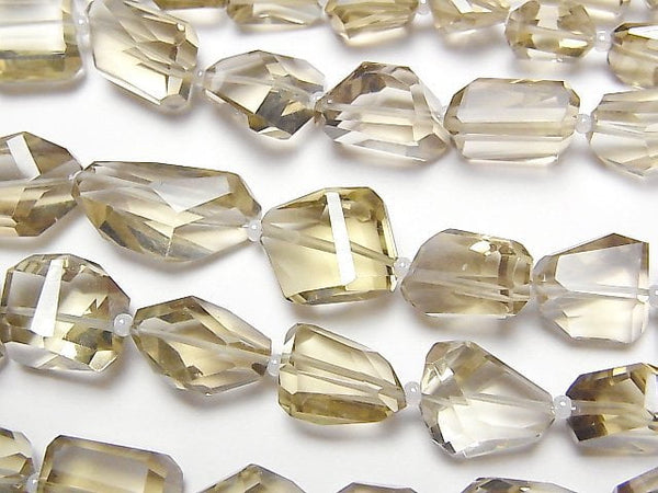 [Video]High Quality Smoky Quartz AAA Faceted Nugget [Light-Yellow] half or 1strand beads (aprx.13inch/32cm)