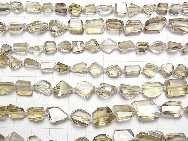 [Video]High Quality Smoky Quartz AAA Faceted Nugget [Light-Yellow] half or 1strand beads (aprx.13inch/32cm)