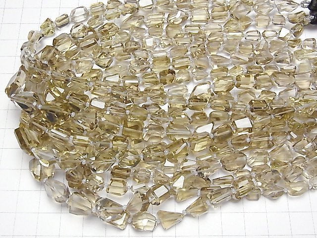 [Video]High Quality Smoky Quartz AAA Faceted Nugget [Light-Yellow] half or 1strand beads (aprx.13inch/32cm)