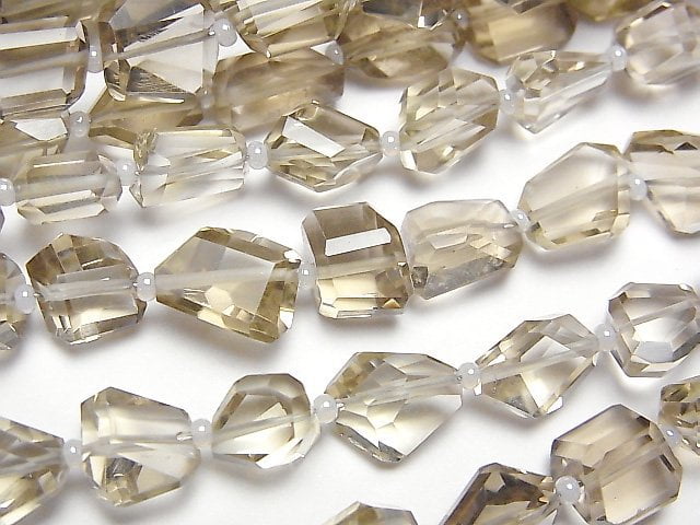 [Video]High Quality Smoky Quartz AAA Faceted Nugget [Light color] half or 1strand beads (aprx.13inch/33cm)