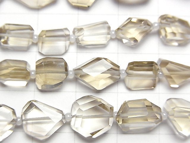 [Video]High Quality Smoky Quartz AAA Faceted Nugget [Light color] half or 1strand beads (aprx.13inch/33cm)