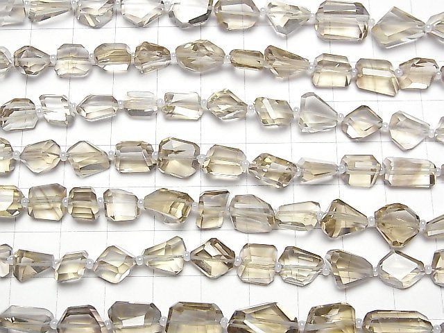 [Video]High Quality Smoky Quartz AAA Faceted Nugget [Light color] half or 1strand beads (aprx.13inch/33cm)