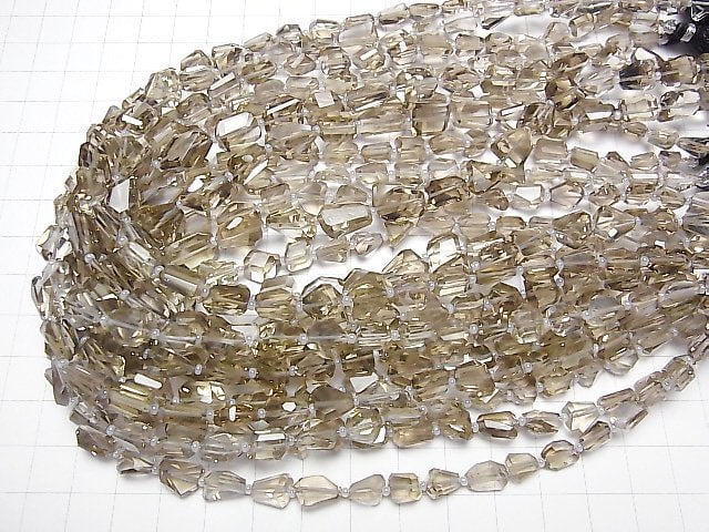 [Video]High Quality Smoky Quartz AAA Faceted Nugget [Light color] half or 1strand beads (aprx.13inch/33cm)