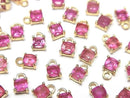 [Video]High Quality Ruby (Pink Sapphire) AAA Bezel Setting Square Faceted 4x4mm 18KGP 2pcs