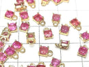 [Video]High Quality Ruby (Pink Sapphire) AAA Bezel Setting Square Faceted 4x4mm 18KGP 2pcs