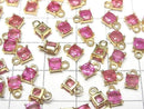 [Video]High Quality Ruby (Pink Sapphire) AAA Bezel Setting Square Faceted 4x4mm 18KGP 2pcs