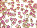 [Video]High Quality Ruby (Pink Sapphire) AAA Bezel Setting Square Faceted 4x4mm 18KGP 2pcs