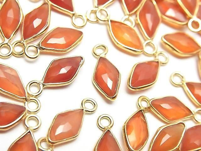 [Video] Carnelian AAA Bezel Setting Diamond Shape 11x6mm 18KGP 2pcs